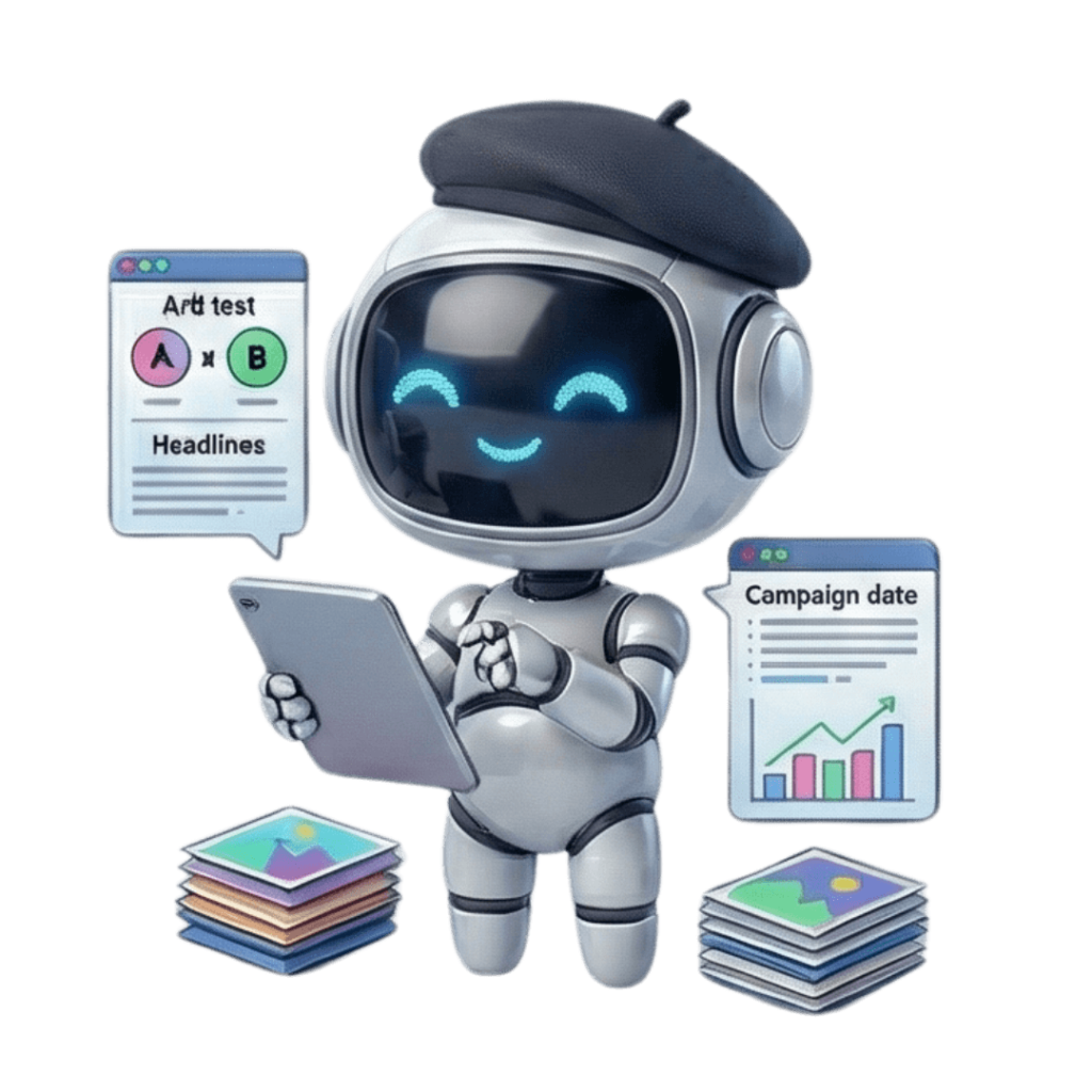 Ivy AI campaign strategist from ReplaceMyselfAI managing A/B testing and marketing performance.